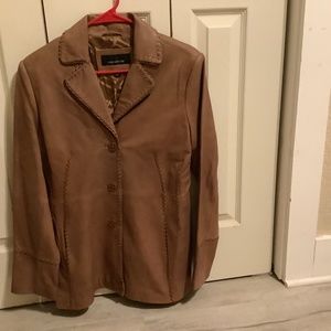 Designer Western Brown.Taupe Lamb Leather Blazer Jacket
